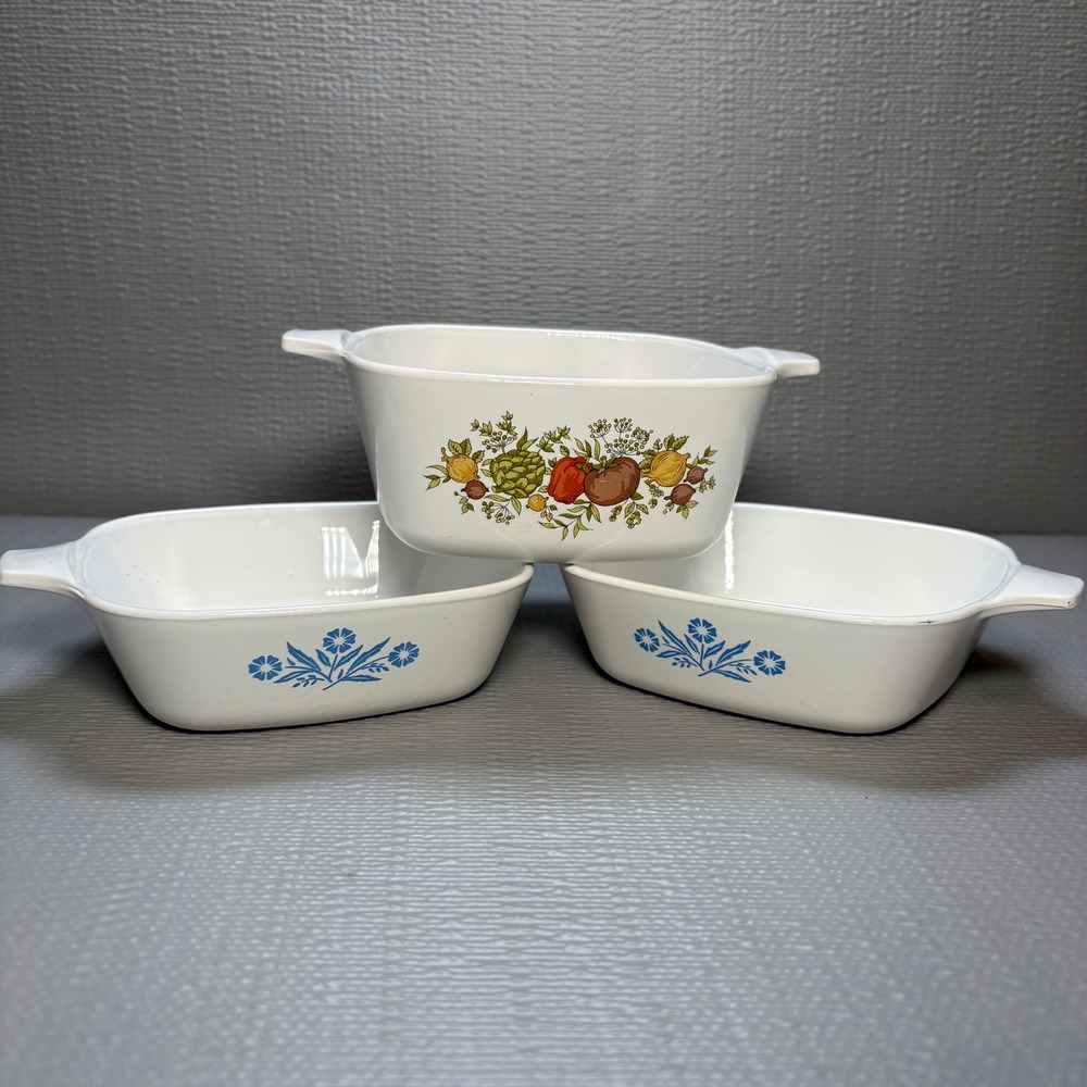 Corning Ware Vintage Petite Pan Set Blue Cornflower Spice O Life NO LIDS